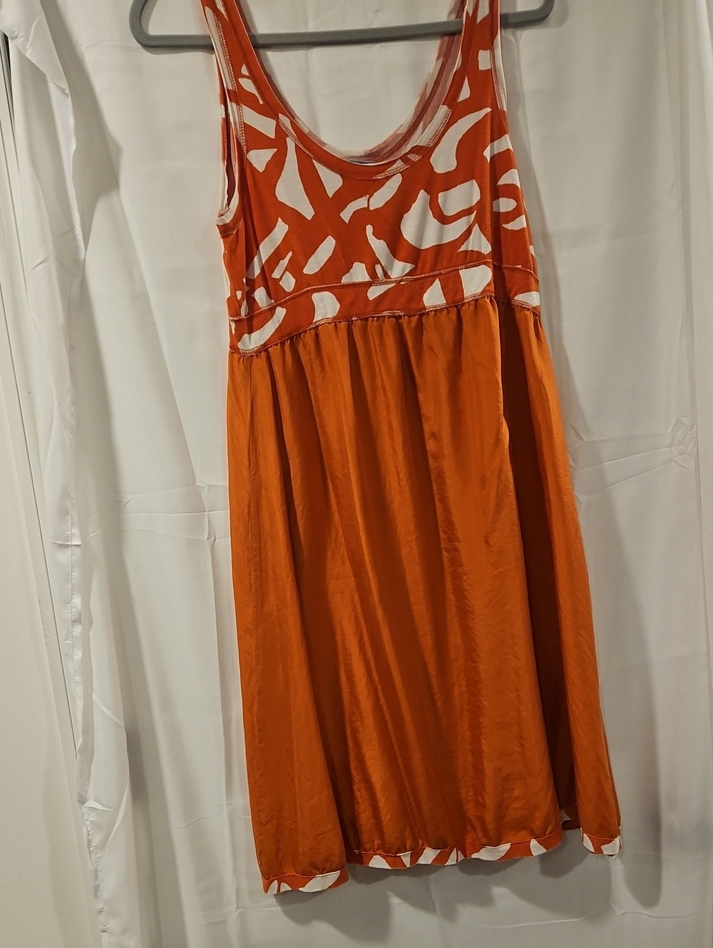 Velvet By Graham&Spencer Orange and White Abstract Tank Midi Dress